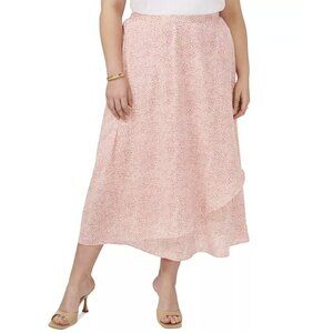 Vince Camuto New High-Low Crossover Midi Pink Pattern Skirt